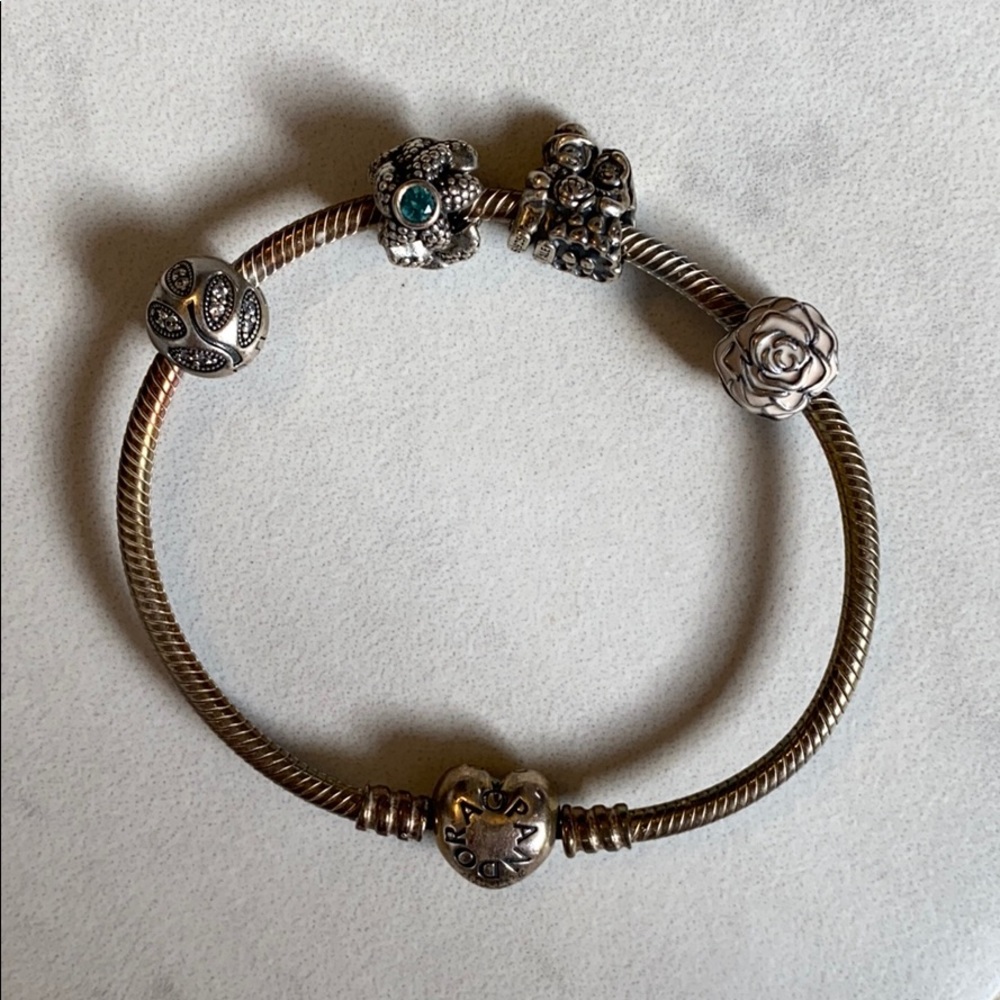 Pandora Bracelet with Charms and Clips